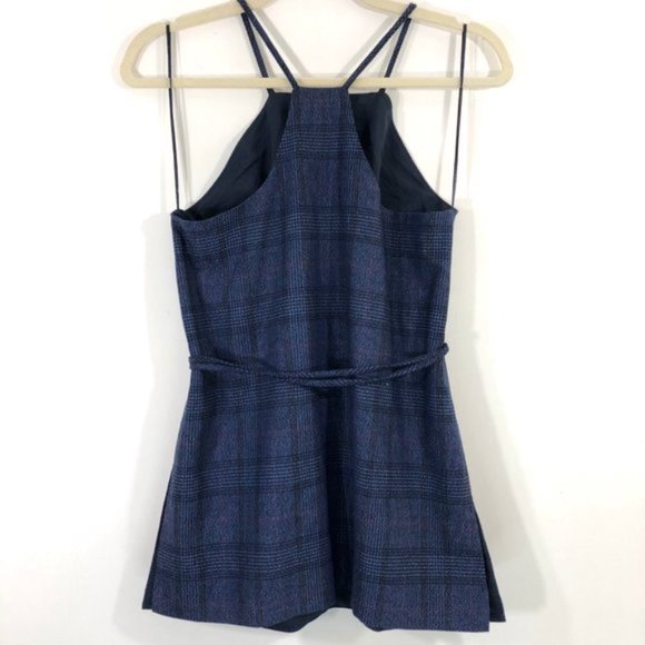New Banana Republic Plaid Sleeveless Tie Waist Apron Top Navy Blue Size XS - Picture 11 of 16